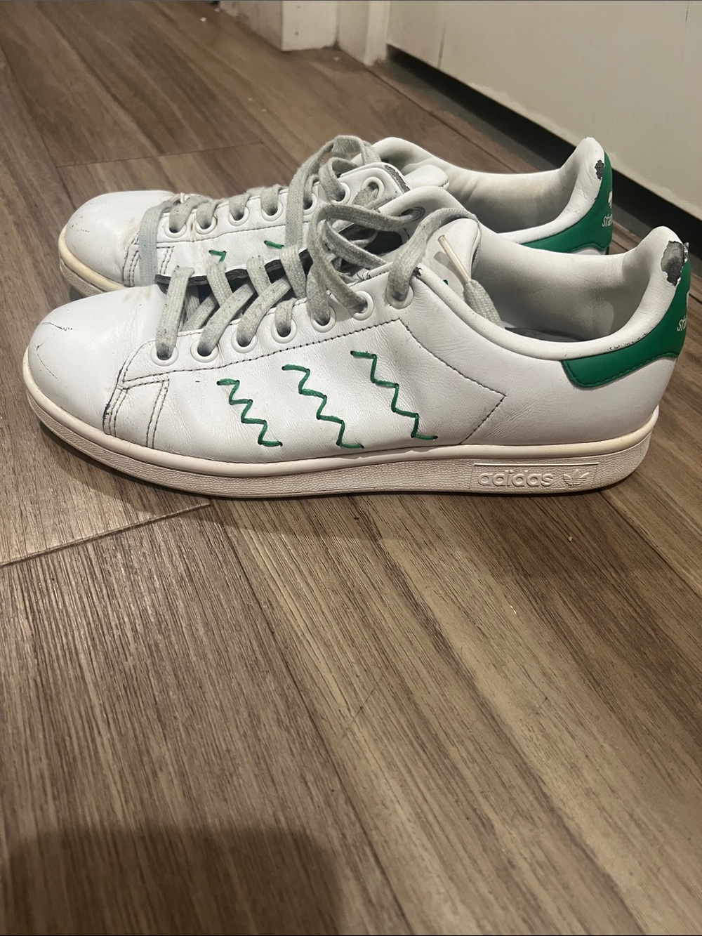 adidas Kids White Sneakers with Green Accents